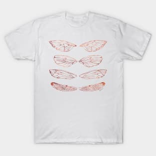 Insect Wings Rose Gold - Butterfly, Moth, Cicada, and Dragonfly T-Shirt